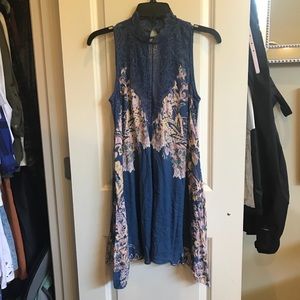 Free People Blue/pink slip dress